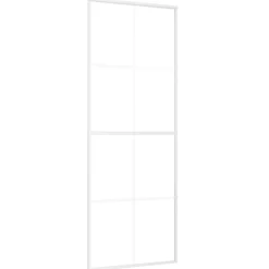 vidaXL Schuifdeur 76x205 cm mat ESG-glas en aluminium wit