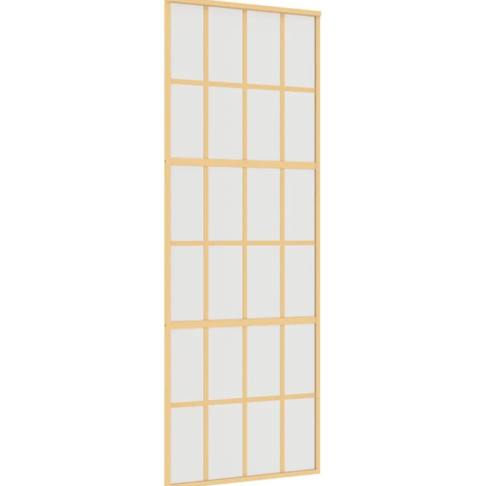 vidaXL Schuifdeur 76x205 cm mat ESG-glas en aluminium goudkleurig