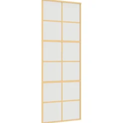 vidaXL Schuifdeur 76x205 cm mat ESG-glas en aluminium goudkleurig