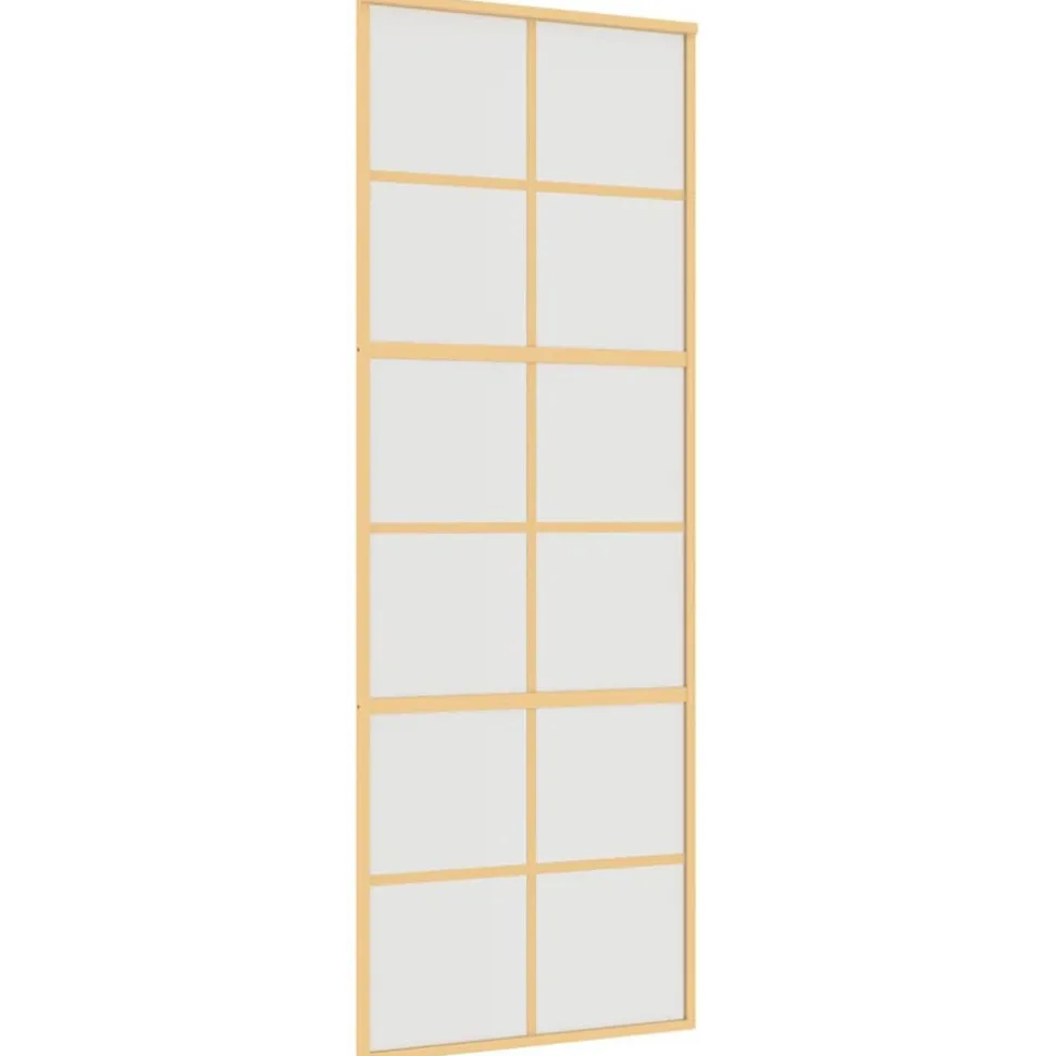 vidaXL Schuifdeur 76x205 cm mat ESG-glas en aluminium goudkleurig