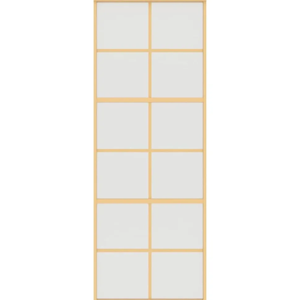 vidaXL Schuifdeur 76x205 cm mat ESG-glas en aluminium goudkleurig