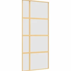 vidaXL Schuifdeur 90x205 cm mat ESG-glas en aluminium goudkleurig