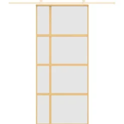 vidaXL Schuifdeur 90x205 cm mat ESG-glas en aluminium goudkleurig