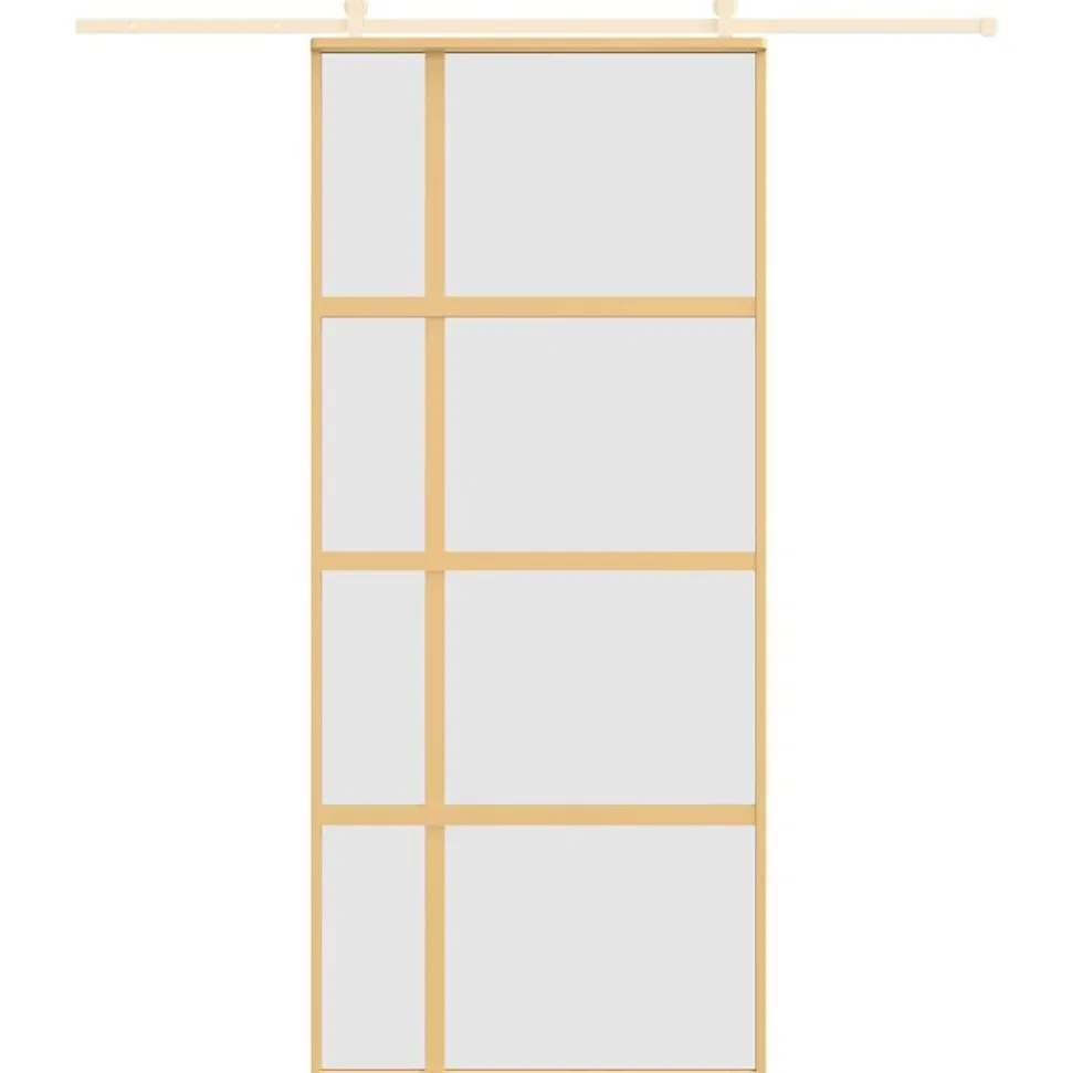 vidaXL Schuifdeur 90x205 cm mat ESG-glas en aluminium goudkleurig