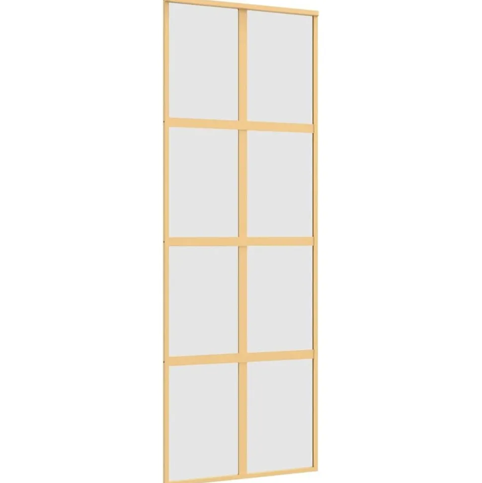 vidaXL Schuifdeur 76x205 cm mat ESG-glas en aluminium goudkleurig