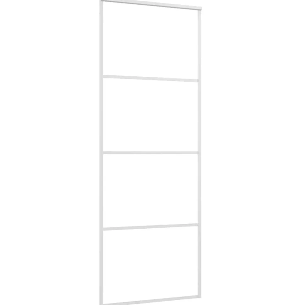 vidaXL Schuifdeur 76x205 cm mat ESG-glas en aluminium wit