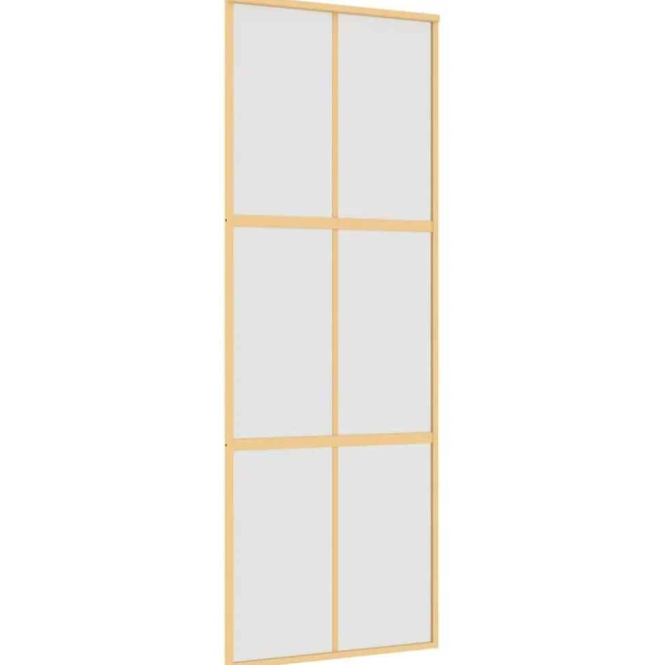 vidaXL Schuifdeur 76x205 cm mat ESG-glas en aluminium goudkleurig