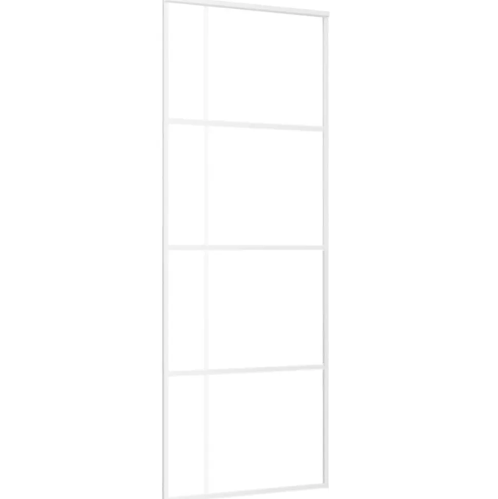 vidaXL Schuifdeur 76x205 cm mat ESG-glas en aluminium wit