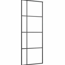 vidaXL Schuifdeur 76x205 cm mat ESG-glas en aluminium zwart
