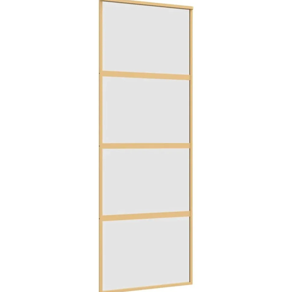 vidaXL Schuifdeur 76x205 cm mat ESG-glas en aluminium goudkleurig