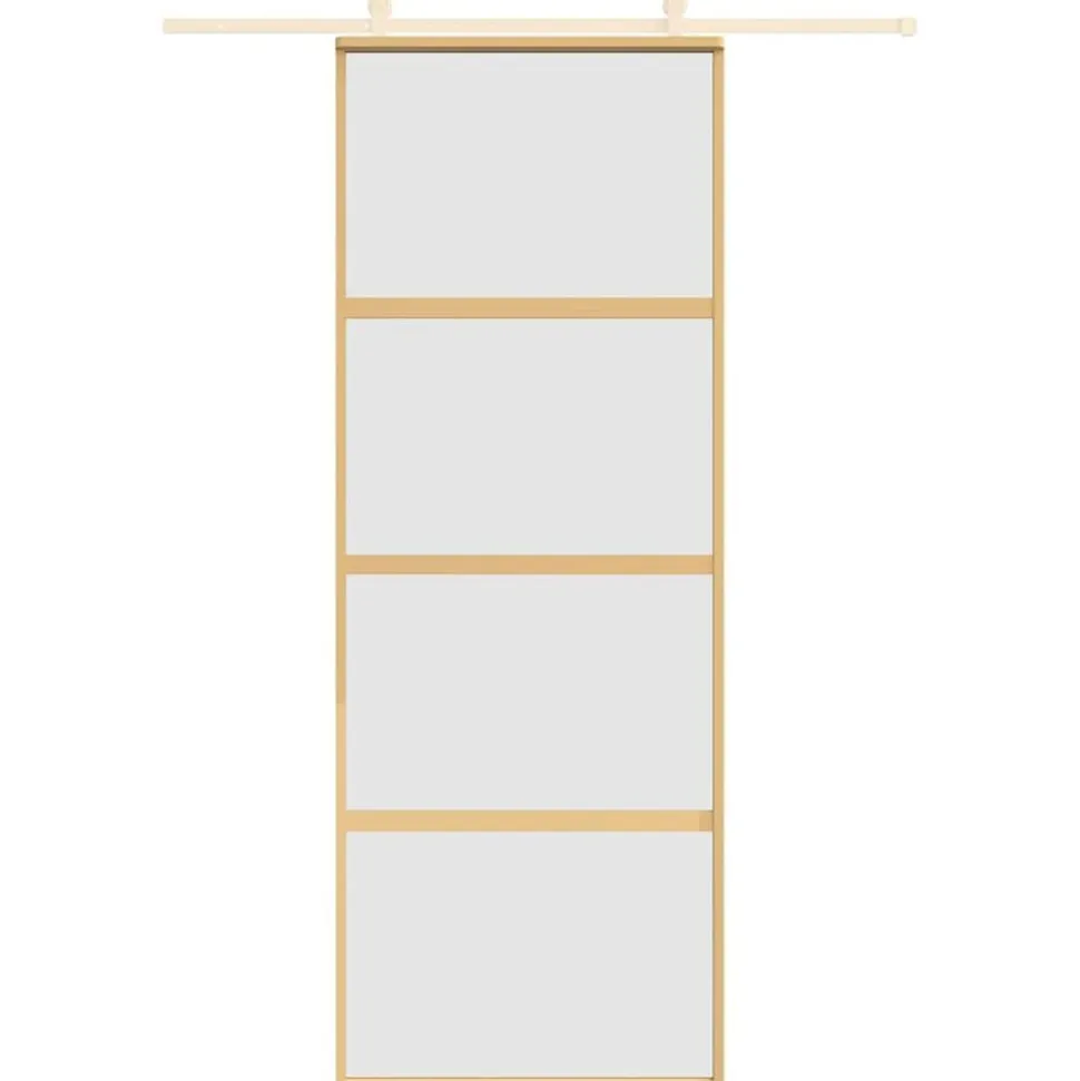 vidaXL Schuifdeur 76x205 cm mat ESG-glas en aluminium goudkleurig