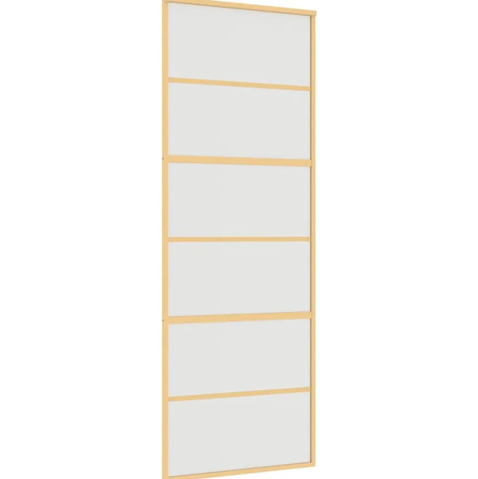 vidaXL Schuifdeur 76x205 cm mat ESG-glas en aluminium goudkleurig