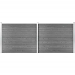 vidaXL Schuttingpanelenset 353x146 cm HKC grijs