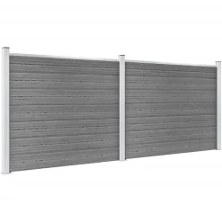 vidaXL Schuttingpanelenset 353x146 cm HKC grijs