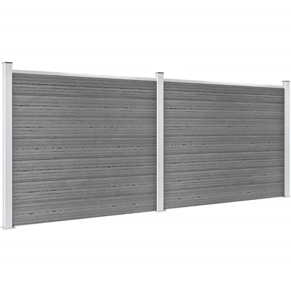 vidaXL Schuttingpanelenset 353x146 cm HKC grijs