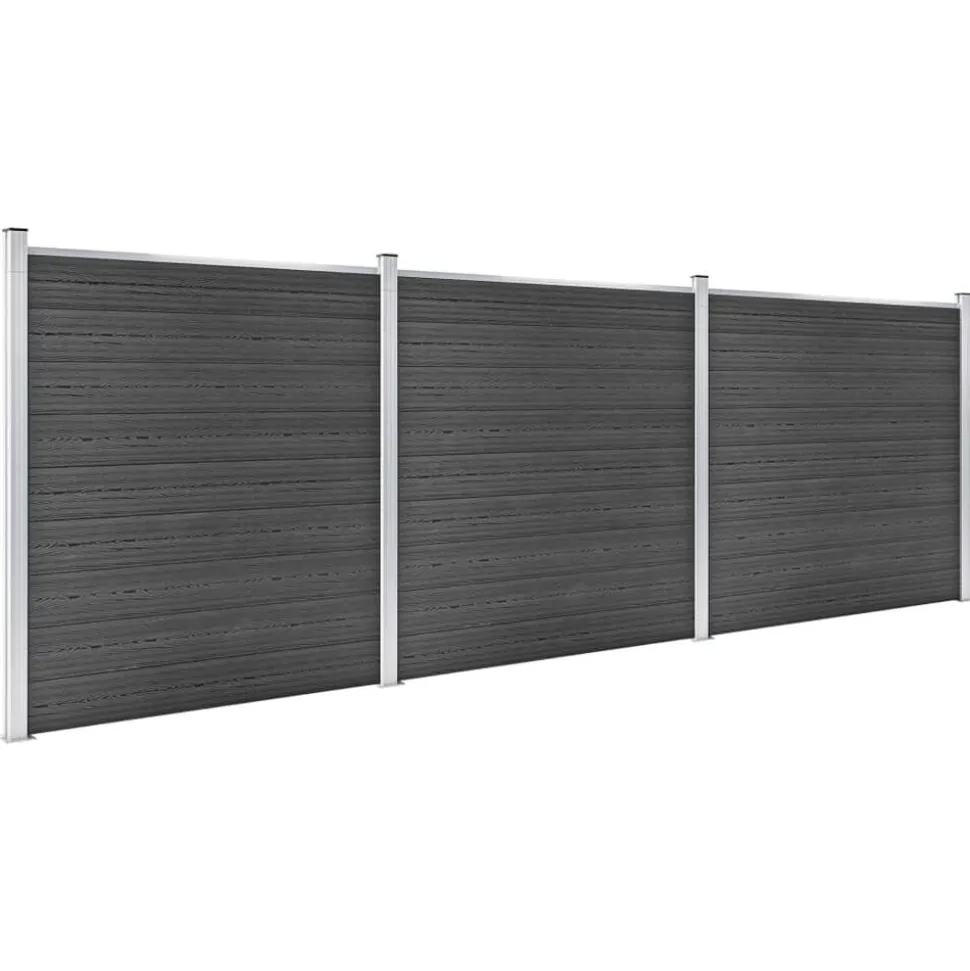 vidaXL Schuttingpanelenset 526x186 cm HKC zwart