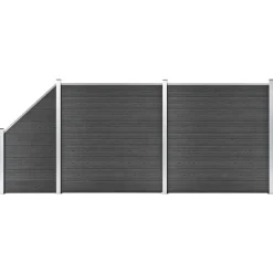 vidaXL Schuttingpanelenset 446x(105-186) cm HKC zwart
