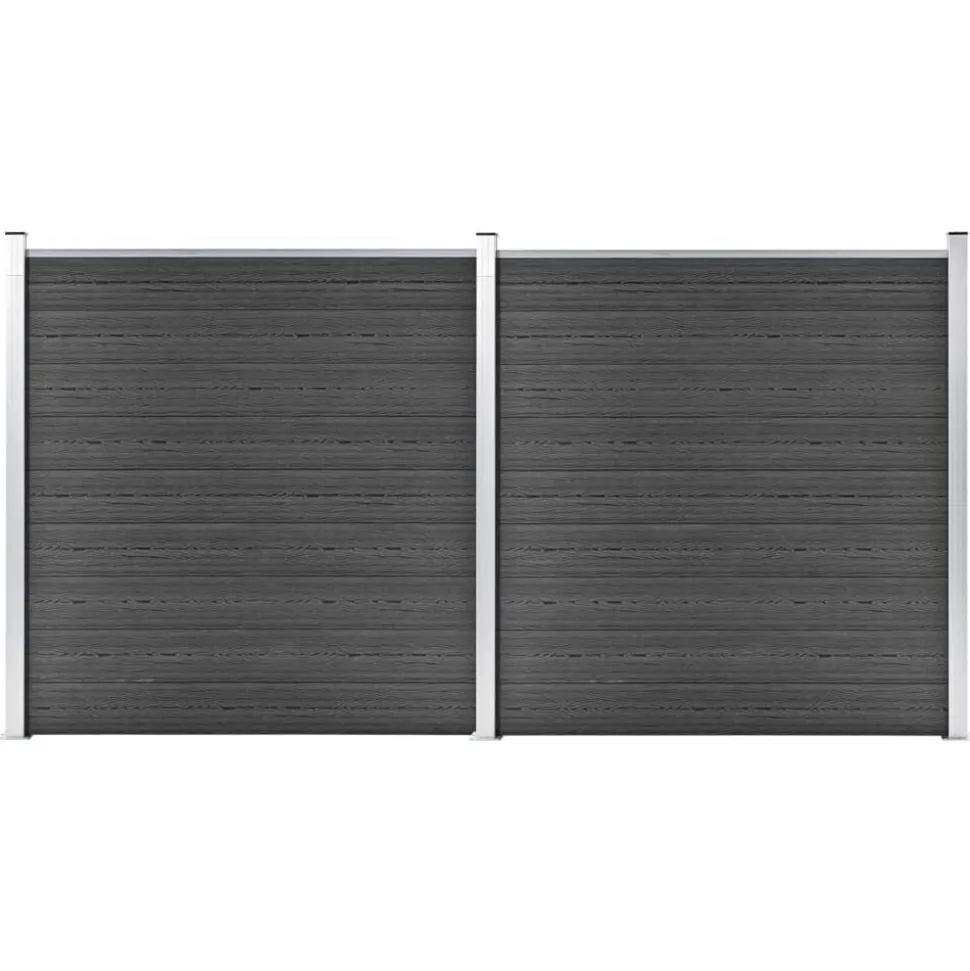 vidaXL Schuttingpanelenset 353x186 cm HKC zwart