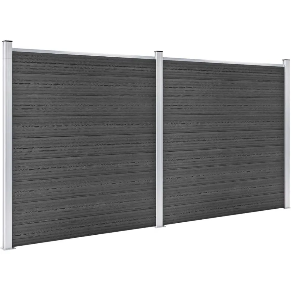 vidaXL Schuttingpanelenset 353x186 cm HKC zwart