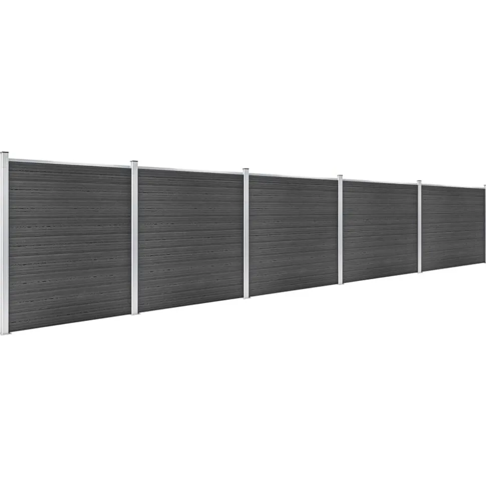 vidaXL Schuttingpanelenset 872x186 cm HKC zwart