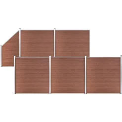 vidaXL Schuttingset 5 vierkant en 1 schuin 965x186 cm HKC bruin