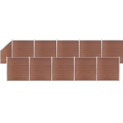 vidaXL Schuttingset 10 vierkant en 1 schuin 1830x186 cm HKC bruin