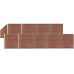 vidaXL Schuttingset 9 vierkant en 1 schuin 1657x186 cm HKC bruin