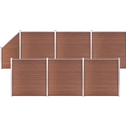 vidaXL Schuttingset 6 vierkant en 1 schuin 1138x186 cm HKC bruin