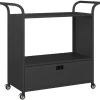 vidaXL Serveerwagen met lade 100x45x97 cm poly rattan zwart