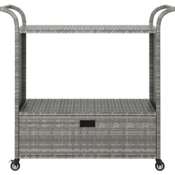 vidaXL Serveerwagen met lade 100x45x97 cm poly rattan grijs