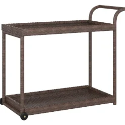vidaXL Serveerwagen 100x45x83 cm poly rattan bruin