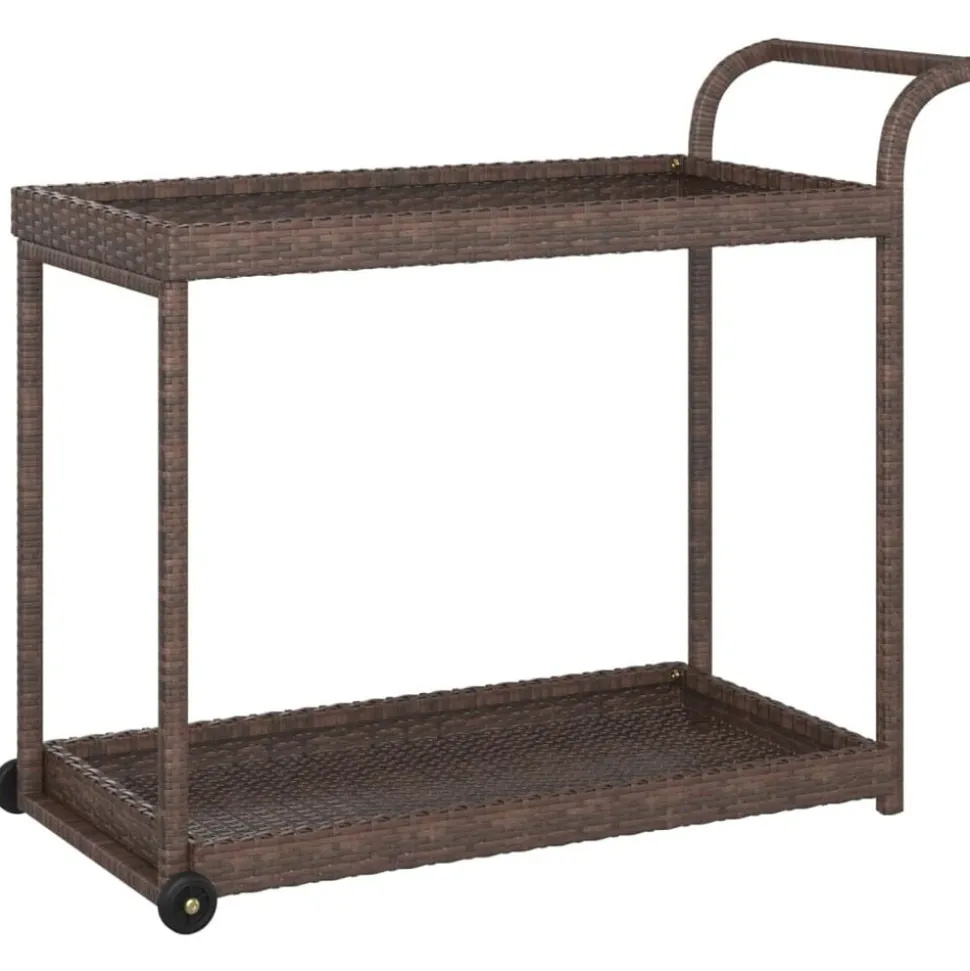 vidaXL Serveerwagen 100x45x83 cm poly rattan bruin