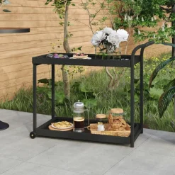 vidaXL Serveerwagen 100x45x83 cm poly rattan zwart