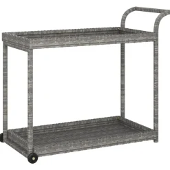 vidaXL Serveerwagen 100x45x83 cm poly rattan grijs