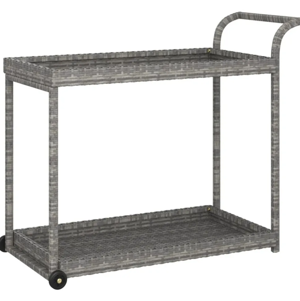 vidaXL Serveerwagen 100x45x83 cm poly rattan grijs