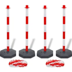 vidaXL Set van 4 kettingpalen en 2 kunststof kettingen van 10 m