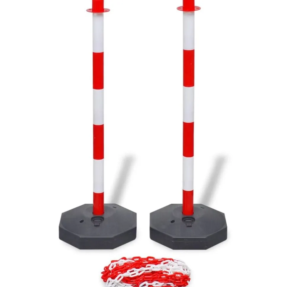 vidaXL Set van 4 kettingpalen en 2 kunststof kettingen van 10 m