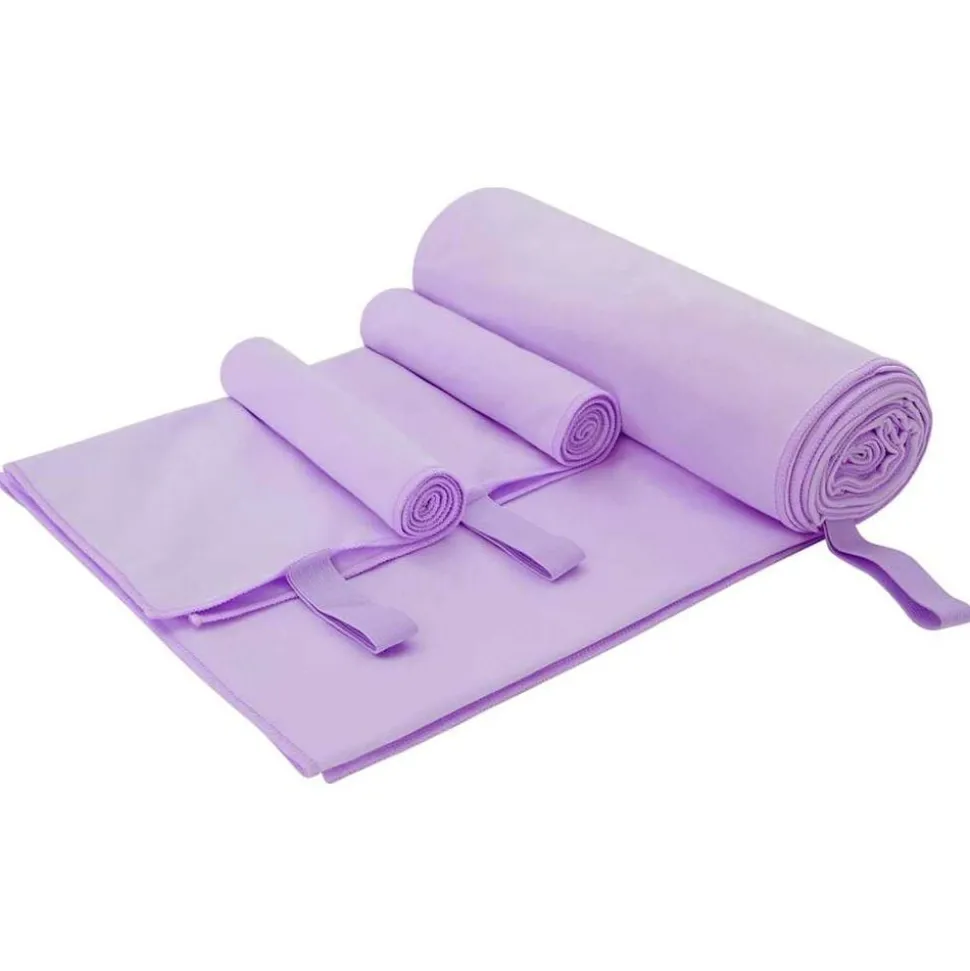 vidaXL Set van Sporthanddoeken 3 pcs Paars Polyester en Polyamide