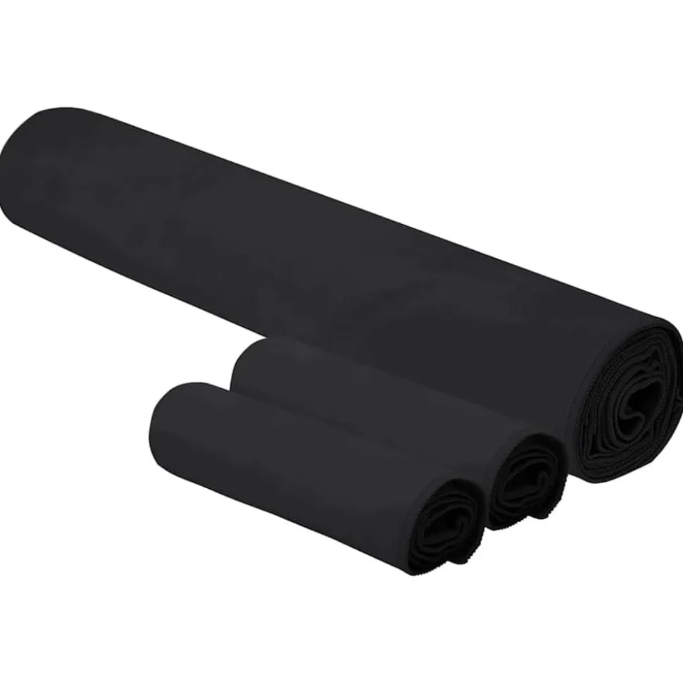 vidaXL Set van Sporthanddoeken 3 pcs Zwart Polyester en Polyamide