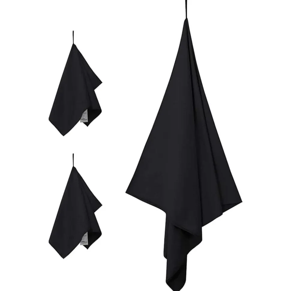 vidaXL Set van Sporthanddoeken 3 pcs Zwart Polyester en Polyamide