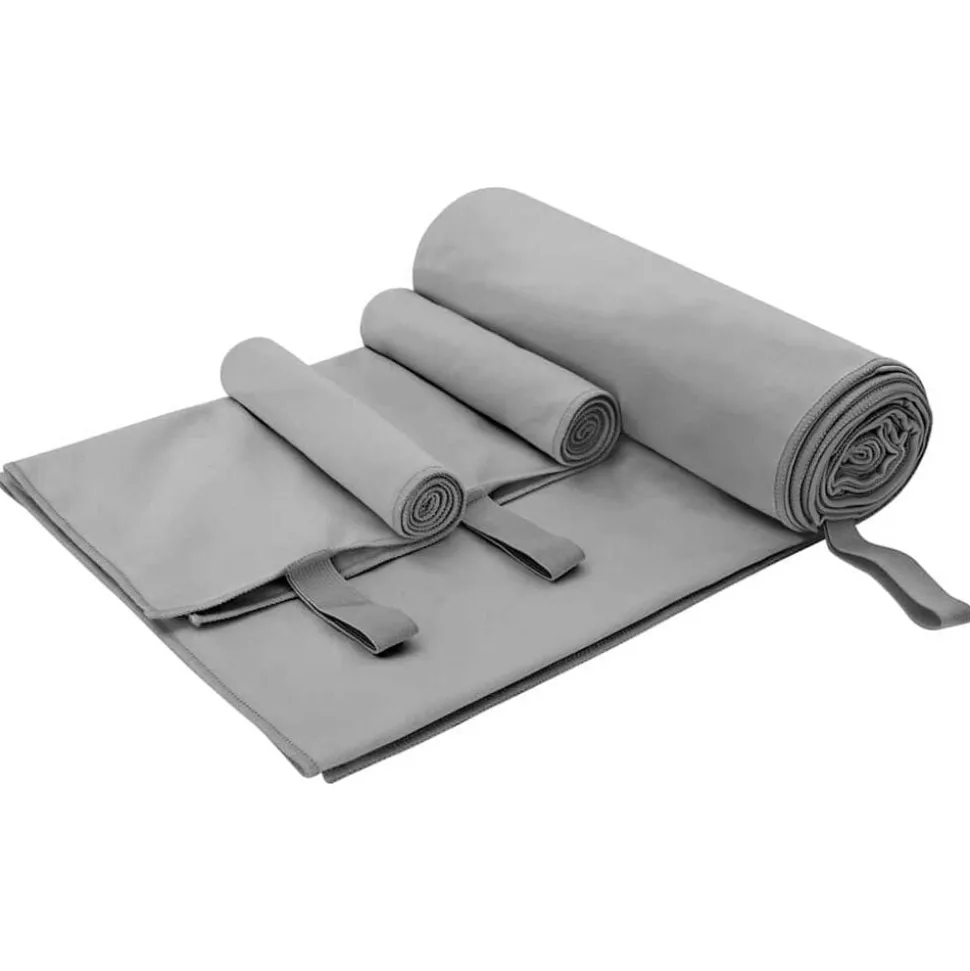 vidaXL Set van Sporthanddoeken 3 pcs Donkergrijs