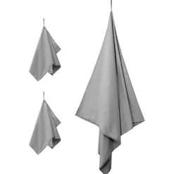 vidaXL Set van Sporthanddoeken 3 pcs Donkergrijs