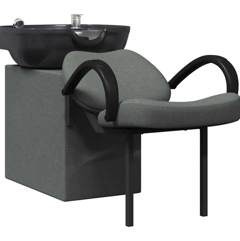 vidaXL Shampoo Stoel Donkergrijs en Zwart 136 x 60 x 92 cm Stof