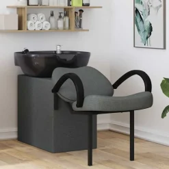 vidaXL Shampoo Stoel Donkergrijs en Zwart 136 x 60 x 92 cm Stof