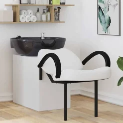 vidaXL Shampoo Stoel Wit en zwart 136 x 60 x 92 cm PVC