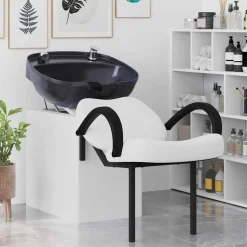 vidaXL Shampoo Stoel Wit en zwart 136 x 60 x 92 cm PVC