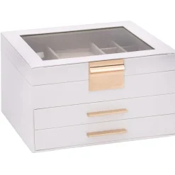vidaXL Sieradendoosje 3-laags 23x20,5x14 cm wit