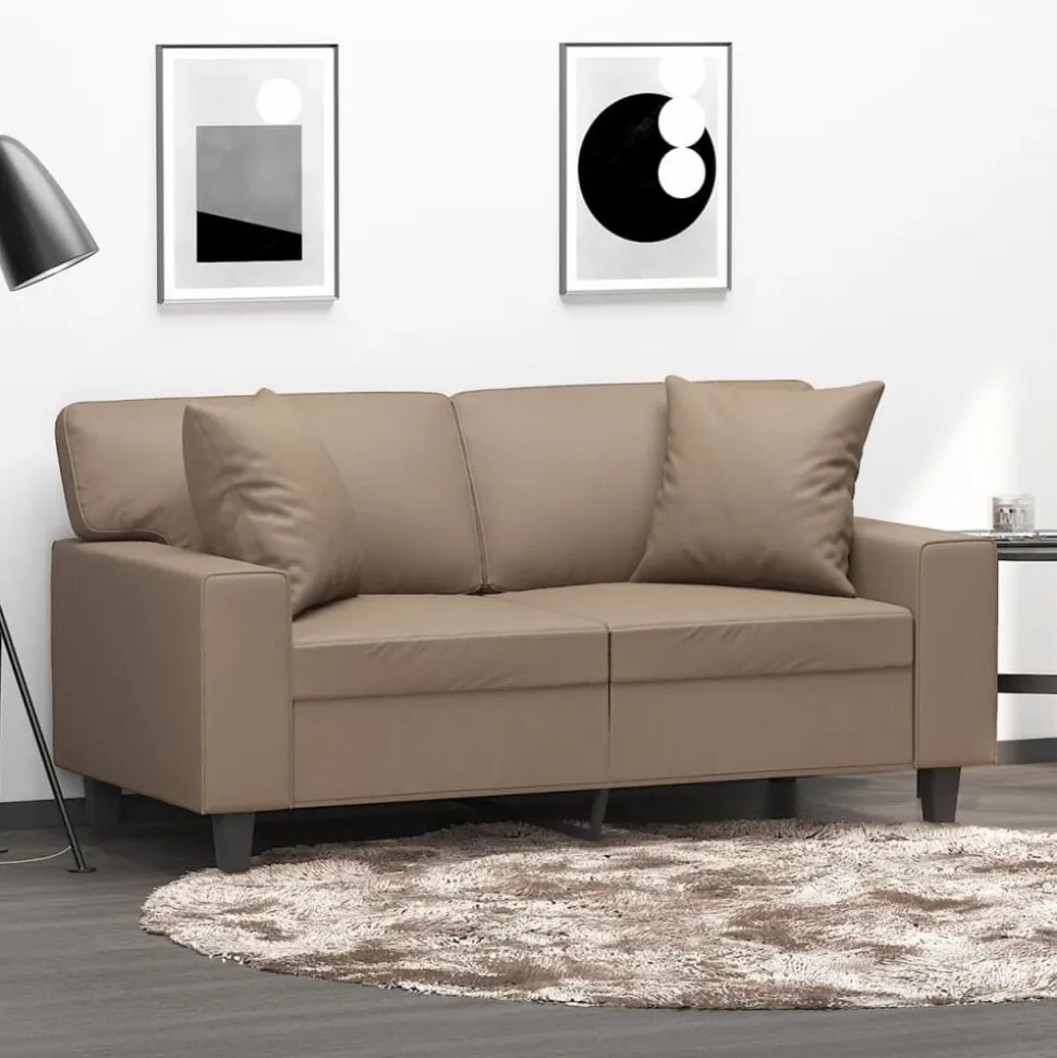 vidaXL Sierkussens 2 st 40x40 cm kunstleer cappuccino