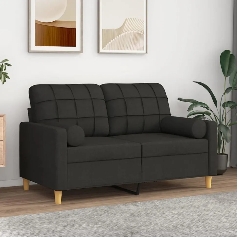 vidaXL Sierkussens 2 st 15x50 cm stof zwart