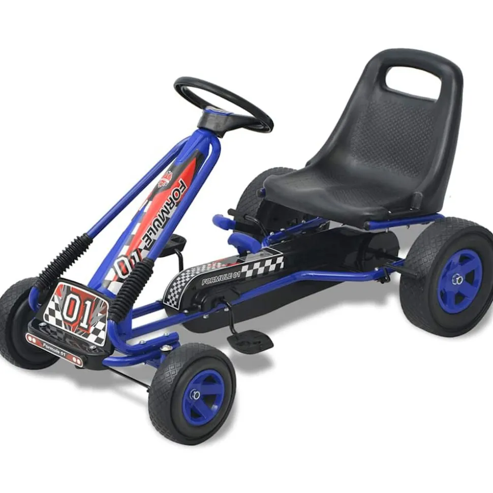 vidaXL Skelter met pedalen en verstelbare zitting blauw